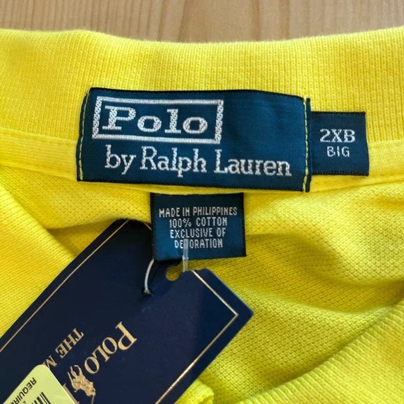 Polo Ralph Lauren Mens Polo Shirt Yellow Preppy Golf 2XB Big Short Sleeve NWT - Picture 3 of 7